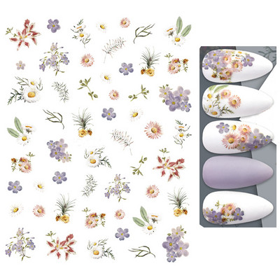 Nail Art Matricák Nyári Százszorszép Gyümölcsök Fehér Virágok Szirmok Virágok Hátraragasztó Körömmatricák Dekoráció Köröm Tippek Szépség