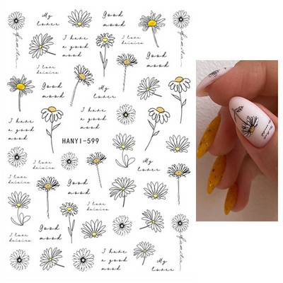 Nail Art Matricák Nyári Százszorszép Gyümölcsök Fehér Virágok Szirmok Virágok Hátraragasztó Körömmatricák Dekoráció Köröm Tippek Szépség