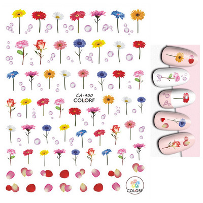 Nail Art Matricák Nyári Százszorszép Gyümölcsök Fehér Virágok Szirmok Virágok Hátraragasztó Körömmatricák Dekoráció Köröm Tippek Szépség