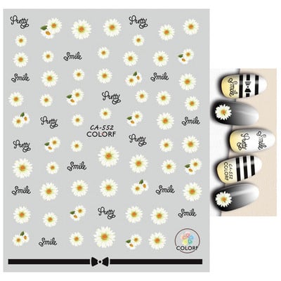 Nail Art Matricák Nyári Százszorszép Gyümölcsök Fehér Virágok Szirmok Virágok Hátraragasztó Körömmatricák Dekoráció Köröm Tippek Szépség