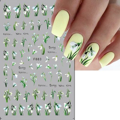 Nail Art Matricák Nyári Százszorszép Gyümölcsök Fehér Virágok Szirmok Virágok Hátraragasztó Körömmatricák Dekoráció Köröm Tippek Szépség