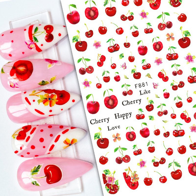 Nail Art Matricák Nyári Százszorszép Gyümölcsök Fehér Virágok Szirmok Virágok Hátraragasztó Körömmatricák Dekoráció Köröm Tippek Szépség