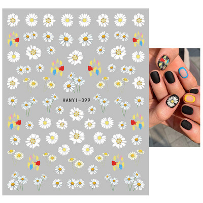 Nail Art Matricák Nyári Százszorszép Gyümölcsök Fehér Virágok Szirmok Virágok Hátraragasztó Körömmatricák Dekoráció Köröm Tippek Szépség