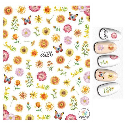 Nail Art Matricák Nyári Százszorszép Gyümölcsök Fehér Virágok Szirmok Virágok Hátraragasztó Körömmatricák Dekoráció Köröm Tippek Szépség