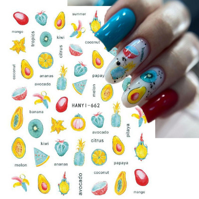 Nail Art Matricák Nyári Százszorszép Gyümölcsök Fehér Virágok Szirmok Virágok Hátraragasztó Körömmatricák Dekoráció Köröm Tippek Szépség