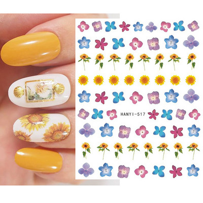 Nail Art Matricák Nyári Százszorszép Gyümölcsök Fehér Virágok Szirmok Virágok Hátraragasztó Körömmatricák Dekoráció Köröm Tippek Szépség