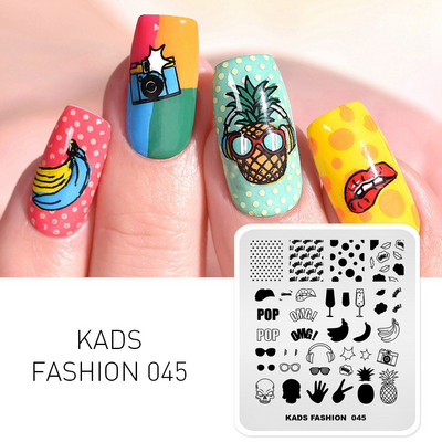 KADS Nail Art bélyegzőlemez 85 Designs Fashion Series Manikűr bélyegzőlemezek Képsablon körömbélyegző lemez nyomtatási sablon