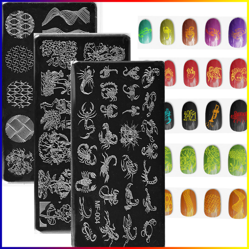 Πλάκες σφράγισης νυχιών Leopard Wolf Dog Print Εικόνα Στένσιλ λουλουδιών καρδιάς από ανοξείδωτο ατσάλι για πρότυπο εργαλείο μανικιούρ για βερνίκια νυχιών