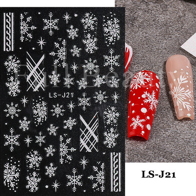 3D karácsonyi körömmatricák hófa kesztyűk csúszkák Téli díszek lámpák dekorációk cukorkák Mikulás sapkák körömmatricák GLLS-J17