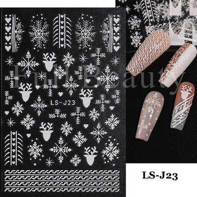 3D karácsonyi körömmatricák hófa kesztyűk csúszkák Téli díszek lámpák dekorációk cukorkák Mikulás sapkák körömmatricák GLLS-J17