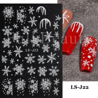 3D karácsonyi körömmatricák hófa kesztyűk csúszkák Téli díszek lámpák dekorációk cukorkák Mikulás sapkák körömmatricák GLLS-J17