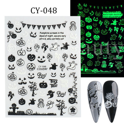 3D körömmatricák matricák fekete kígyóvér karcolások bohóc Halloween szemek tetoválás csúszka Design Téli manikűr dekoráció SAF792