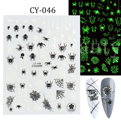3D körömmatricák matricák fekete kígyóvér karcolások bohóc Halloween szemek tetoválás csúszka Design Téli manikűr dekoráció SAF792