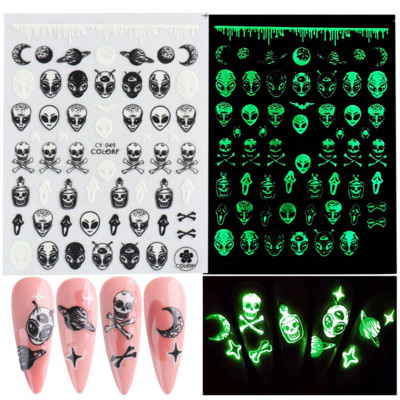 3D körömmatricák matricák fekete kígyóvér karcolások bohóc Halloween szemek tetoválás csúszka Design Téli manikűr dekoráció SAF792