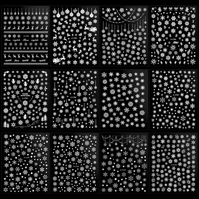 Karácsonyi körömmatrica körömdísz matrica készlet 16 db-os hópelyhes körömmatrica körömdíszítő 3D körömmatrica, 12 lapos öntapadó fólia matrica