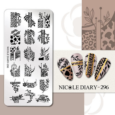 NICOLE NAPLÓ Heart Love Nail Art bélyegzőlemez geometria hullámvonal kép körömbélyegző sablonok UV gél lakk nyomólemez eszközök