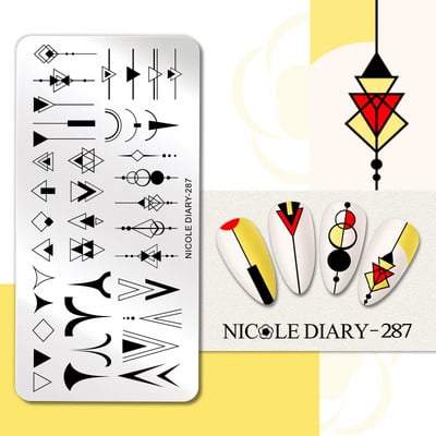 NICOLE NAPLÓ Heart Love Nail Art bélyegzőlemez geometria hullámvonal kép körömbélyegző sablonok UV gél lakk nyomólemez eszközök