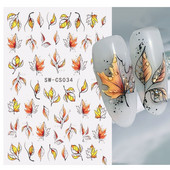 Maple Leaf Fall Nail Design Fekete Sárga Levelek Őszi Nail Art matricák manikűrhöz 3D Lakk Októberi Sliders Fóliák SASW-CS