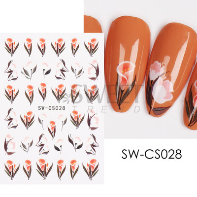 Maple Leaf Fall Nail Design Fekete Sárga Levelek Őszi Nail Art matricák manikűrhöz 3D Lakk Októberi Sliders Fóliák SASW-CS