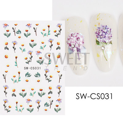 Maple Leaf Fall Nail Design Fekete Sárga Levelek Őszi Nail Art matricák manikűrhöz 3D Lakk Októberi Sliders Fóliák SASW-CS