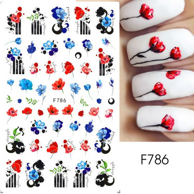 Maple Leaf Fall Nail Design Fekete Sárga Levelek Őszi Nail Art matricák manikűrhöz 3D Lakk Októberi Sliders Fóliák SASW-CS