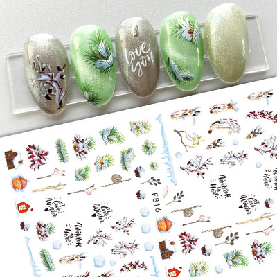 Maple Leaf Fall Nail Design Fekete Sárga Levelek Őszi Nail Art matricák manikűrhöz 3D Lakk Októberi Sliders Fóliák SASW-CS