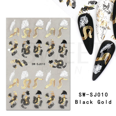 Maple Leaf Fall Nail Design Fekete Sárga Levelek Őszi Nail Art matricák manikűrhöz 3D Lakk Októberi Sliders Fóliák SASW-CS