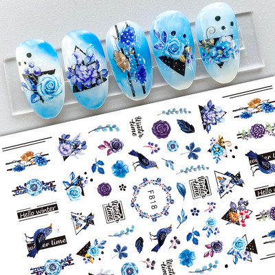 Maple Leaf Fall Nail Design Fekete Sárga Levelek Őszi Nail Art matricák manikűrhöz 3D Lakk Októberi Sliders Fóliák SASW-CS