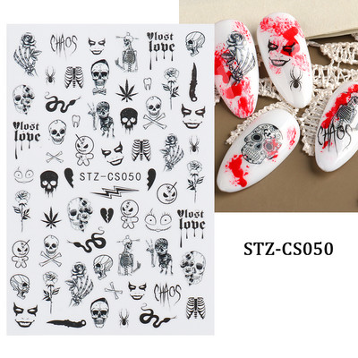 Maple Leaf Fall Nail Design Fekete Sárga Levelek Őszi Nail Art matricák manikűrhöz 3D Lakk Októberi Sliders Fóliák SASW-CS