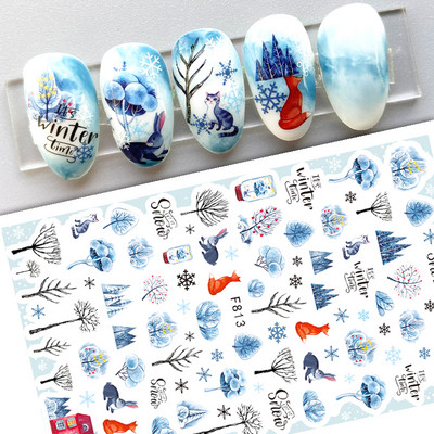 Maple Leaf Fall Nail Design Fekete Sárga Levelek Őszi Nail Art matricák manikűrhöz 3D Lakk Októberi Sliders Fóliák SASW-CS