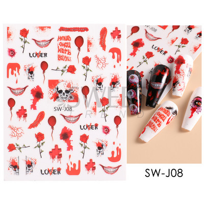 Maple Leaf Fall Nail Design Fekete Sárga Levelek Őszi Nail Art matricák manikűrhöz 3D Lakk Októberi Sliders Fóliák SASW-CS