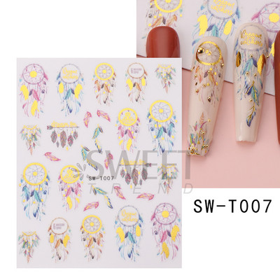 Maple Leaf Fall Nail Design Fekete Sárga Levelek Őszi Nail Art matricák manikűrhöz 3D Lakk Októberi Sliders Fóliák SASW-CS