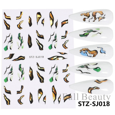 Lilijas Zieds Ģeometriskas 3D Nagu uzlīmes Kļavas Lapas Līnijas Nagu Māksla Līmes Slīdņi Sarkanas Ogas Uzlīmes Dekorācija PPSTZ-SJ027