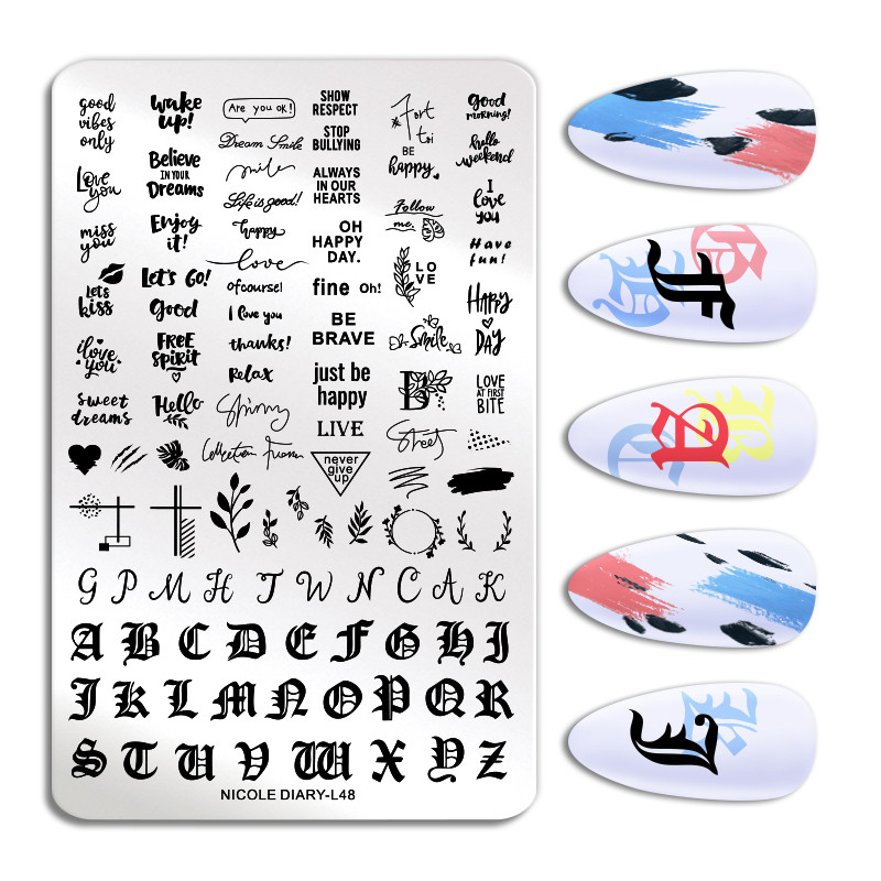 NICOLE DIARY Abstract Line Nail Stamping Plates Artistics Φύλλα λουλουδιών Πρότυπο σφραγίδας Στένσιλ εκτύπωσης από ανοξείδωτο χάλυβα