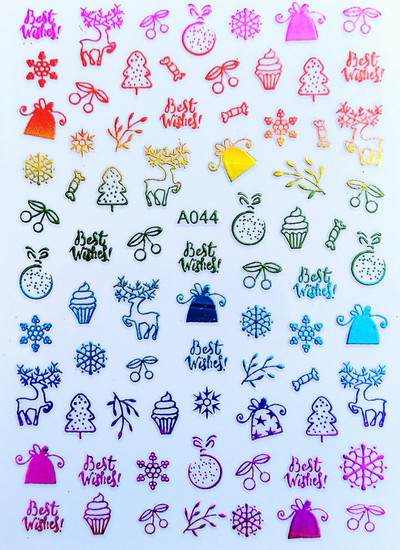 Boldog karácsonyt Nail Art matricák Dekoráció Öntapadó Nail Art matricák Manikűr Design Fehér hó matrica körömdizájnhoz