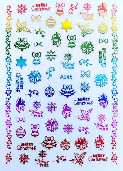 Boldog karácsonyt Nail Art matricák Dekoráció Öntapadó Nail Art matricák Manikűr Design Fehér hó matrica körömdizájnhoz