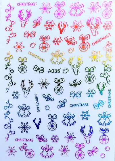 Boldog karácsonyt Nail Art matricák Dekoráció Öntapadó Nail Art matricák Manikűr Design Fehér hó matrica körömdizájnhoz