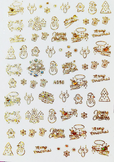 Boldog karácsonyt Nail Art matricák Dekoráció Öntapadó Nail Art matricák Manikűr Design Fehér hó matrica körömdizájnhoz