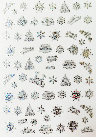 Boldog karácsonyt Nail Art matricák Dekoráció Öntapadó Nail Art matricák Manikűr Design Fehér hó matrica körömdizájnhoz