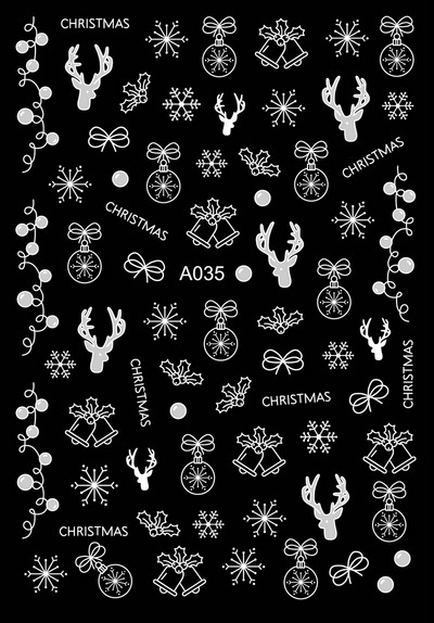 Boldog karácsonyt Nail Art matricák Dekoráció Öntapadó Nail Art matricák Manikűr Design Fehér hó matrica körömdizájnhoz