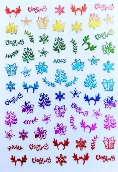 Boldog karácsonyt Nail Art matricák Dekoráció Öntapadó Nail Art matricák Manikűr Design Fehér hó matrica körömdizájnhoz