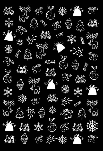 Boldog karácsonyt Nail Art matricák Dekoráció Öntapadó Nail Art matricák Manikűr Design Fehér hó matrica körömdizájnhoz