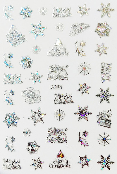 Boldog karácsonyt Nail Art matricák Dekoráció Öntapadó Nail Art matricák Manikűr Design Fehér hó matrica körömdizájnhoz