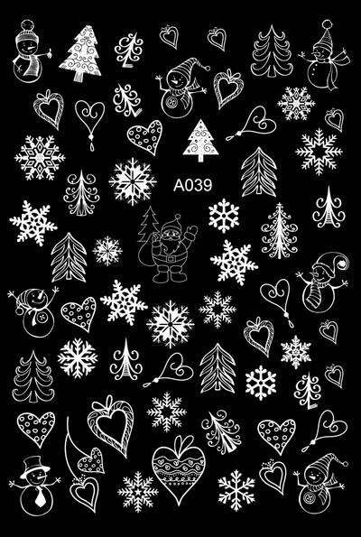 Boldog karácsonyt Nail Art matricák Dekoráció Öntapadó Nail Art matricák Manikűr Design Fehér hó matrica körömdizájnhoz