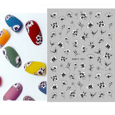 3D körömmatricák akvarell körömmatricák kék fehér virág körömdísz matricák szépség virágdísz TIPP NAIL szépséghez