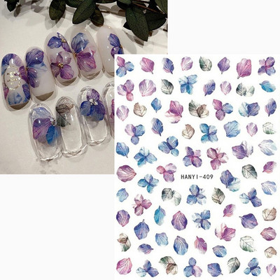 3D körömmatricák akvarell körömmatricák kék fehér virág körömdísz matricák szépség virágdísz TIPP NAIL szépséghez