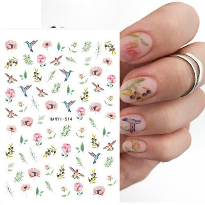 3D körömmatricák akvarell körömmatricák kék fehér virág körömdísz matricák szépség virágdísz TIPP NAIL szépséghez