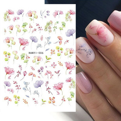 3D körömmatricák akvarell körömmatricák kék fehér virág körömdísz matricák szépség virágdísz TIPP NAIL szépséghez