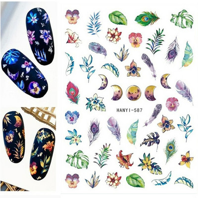 3D körömmatricák akvarell körömmatricák kék fehér virág körömdísz matricák szépség virágdísz TIPP NAIL szépséghez