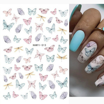 3D körömmatricák akvarell körömmatricák kék fehér virág körömdísz matricák szépség virágdísz TIPP NAIL szépséghez